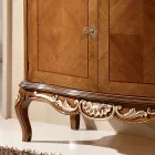 Credenza Salotto Classica Legno Blu Avio o Noce Made in Italy - Chantilly Viadurini