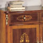 Credenza Soggiorno Legno Noce o Bianco e Intarsi Made in Italy - Katerine Viadurini