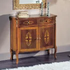 Credenza Soggiorno Legno Noce o Bianco e Intarsi Made in Italy - Katerine Viadurini