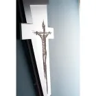 Crocefisso Bianco e Grigio Realizzato con Incisione Laser Made in Italy - Egle Viadurini