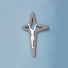 Crocefisso di Christo Bianco e Grigio Inciso a Laser Made in Italy - Teresa Viadurini
