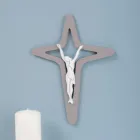 Crocefisso di Christo Bianco e Grigio Inciso a Laser Made in Italy - Teresa Viadurini