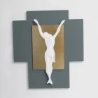 Crocefisso Inciso a Laser in Ghiaia e Foglia Oro  Made in Italy - Cornelia Viadurini