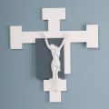 Crocifisso Realizzato con Incisione Laser Bianco e Ghiaia Made in Italy - Evelina