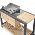 Cucina da Esterno 140x65x93 cm Realizzata in Teak Massiccio e Alluminio - Conviviale Viadurini