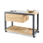Cucina da Esterno 140x65x93 cm Realizzata in Teak Massiccio e Alluminio - Conviviale Viadurini