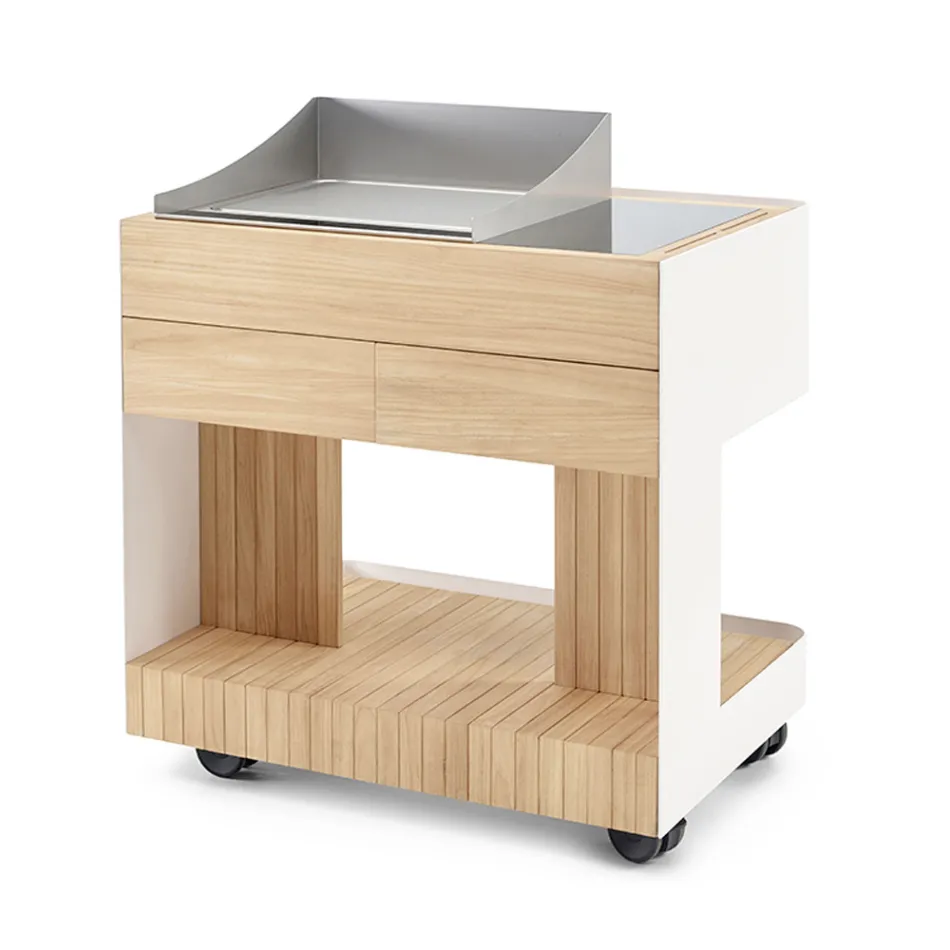 Cucina da Esterno 96x70x93 cm Realizzata in Teak Massiccio e Alluminio - Raffinata Viadurini