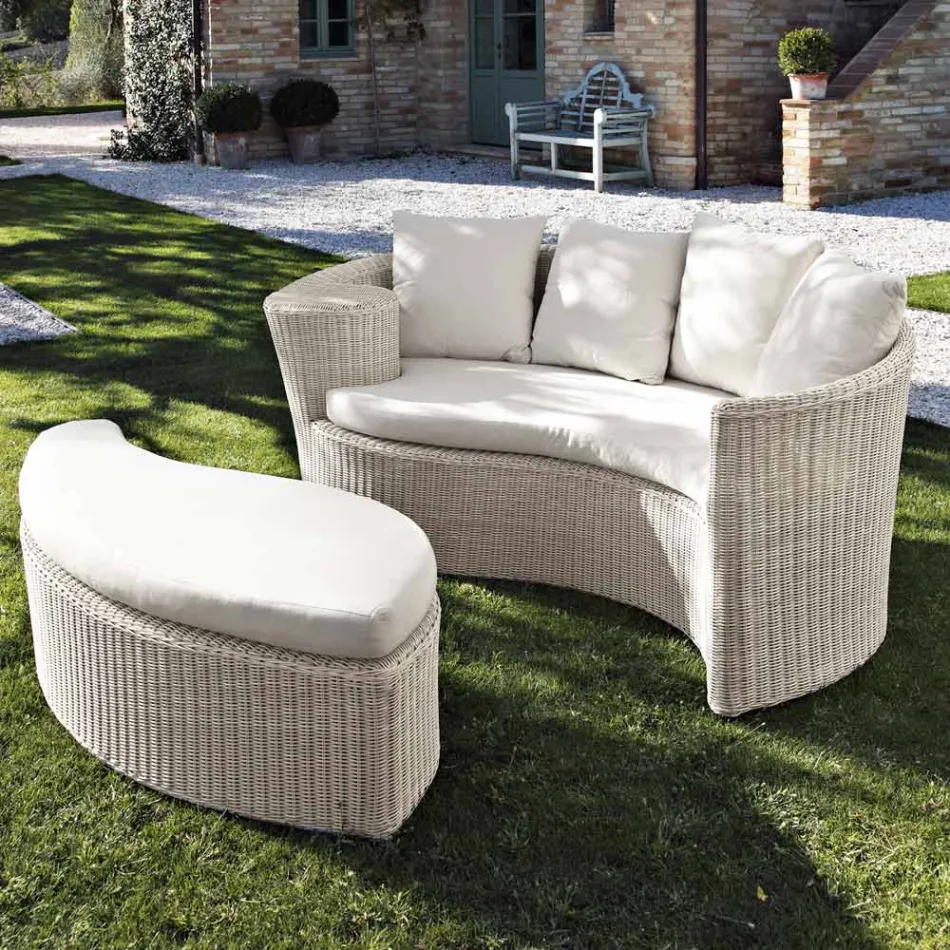 Daybad da Giardino in Fibra Polyrattan 2 Elementi - Donna Viadurini