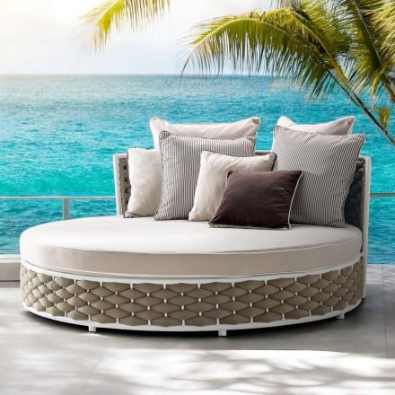 Daybed da Esterno in Alluminio e Tessuto Intrecciato a Mano - Reda Viadurini