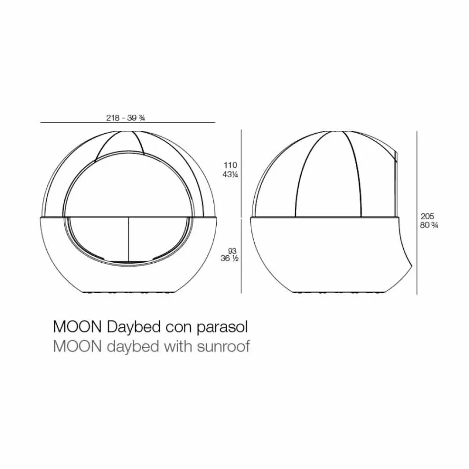 Daybed da Giardino Design Rotondo di Lusso con Parasole - Ulm Moon by Vondom Viadurini