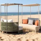 Daybed da Giardino in Teak, Alluminio, Corda ROPE+ e Cuscini - Arcangelo Viadurini