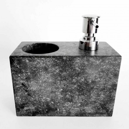 Dispenser per Sapone Liquido con Bicchiere in Marmo Made in Italy - Clik Viadurini