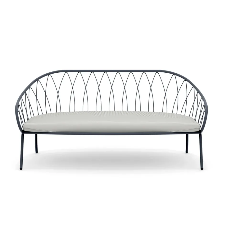 Divano 2 Posti da Giardino in Metallo e Cuscino Made in Italy - Fontana Viadurini