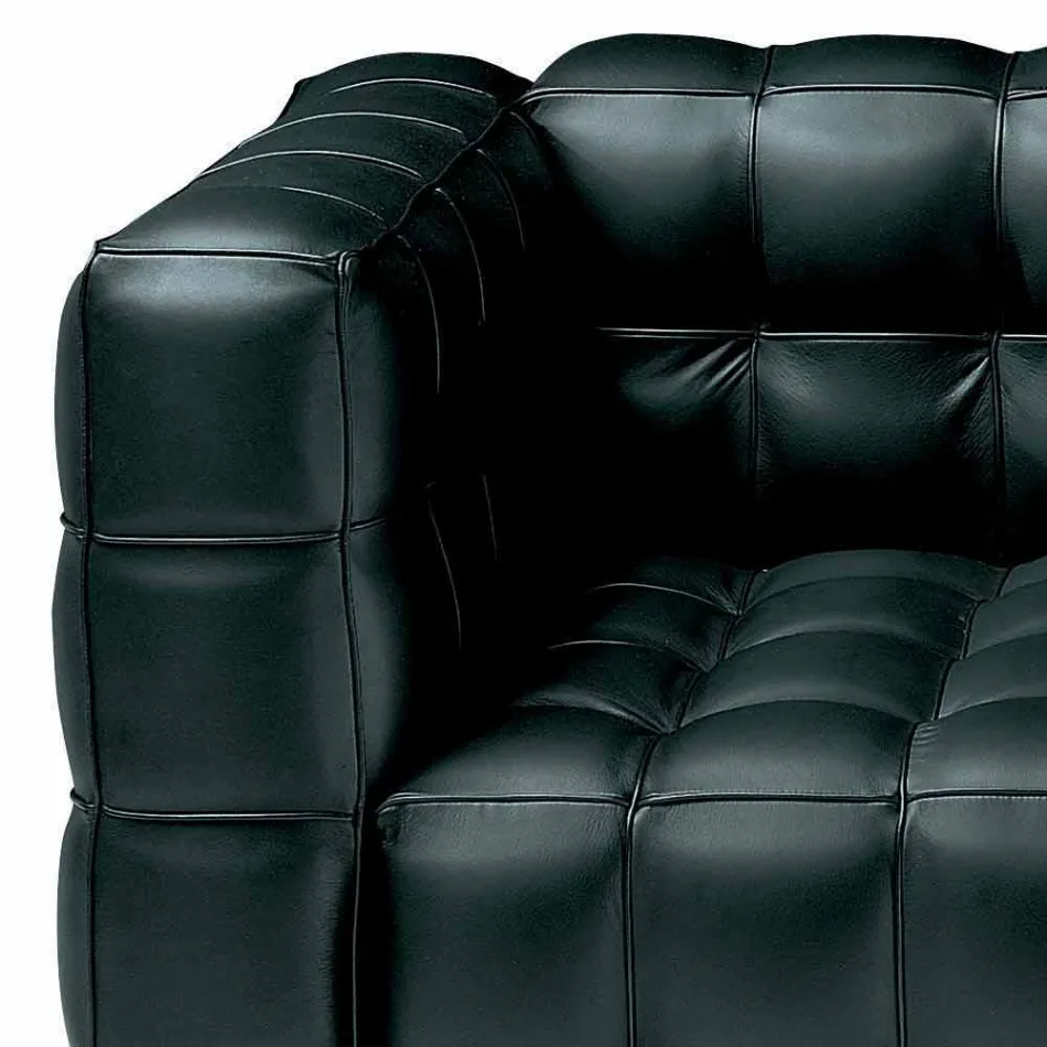 Divano 2 Posti Rivestito in Pelle Effetto Trapuntato Made in Italy - Vesuvio Viadurini