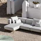 Divano 3 Posti da Esterno in Alluminio con Pouf e Chaise Longue - Filomena Viadurini