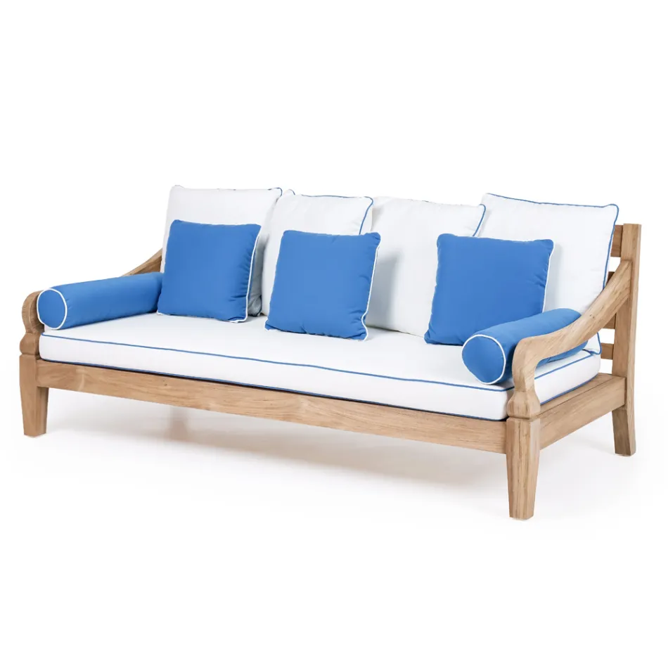 Divano 3 Posti da Giardino in Teak Naturale Spazzolato - Artes  Viadurini