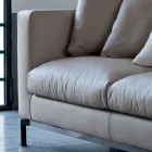 Divano 3 Posti da Salotto in Pelle, Legno e Metallo Made in Italy - Bizzarro Viadurini