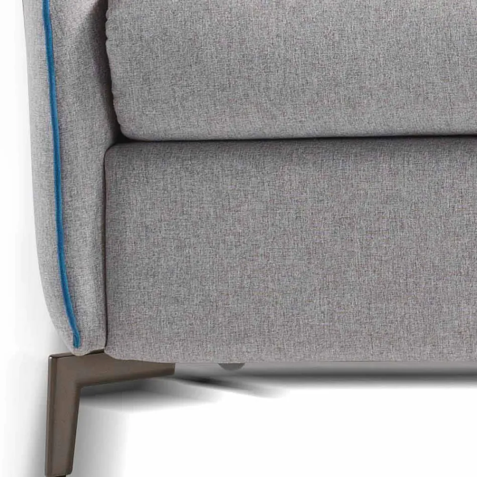 Divano 3 posti di design L.185cm tessuto/ecopelle made in Italy Erica Viadurini