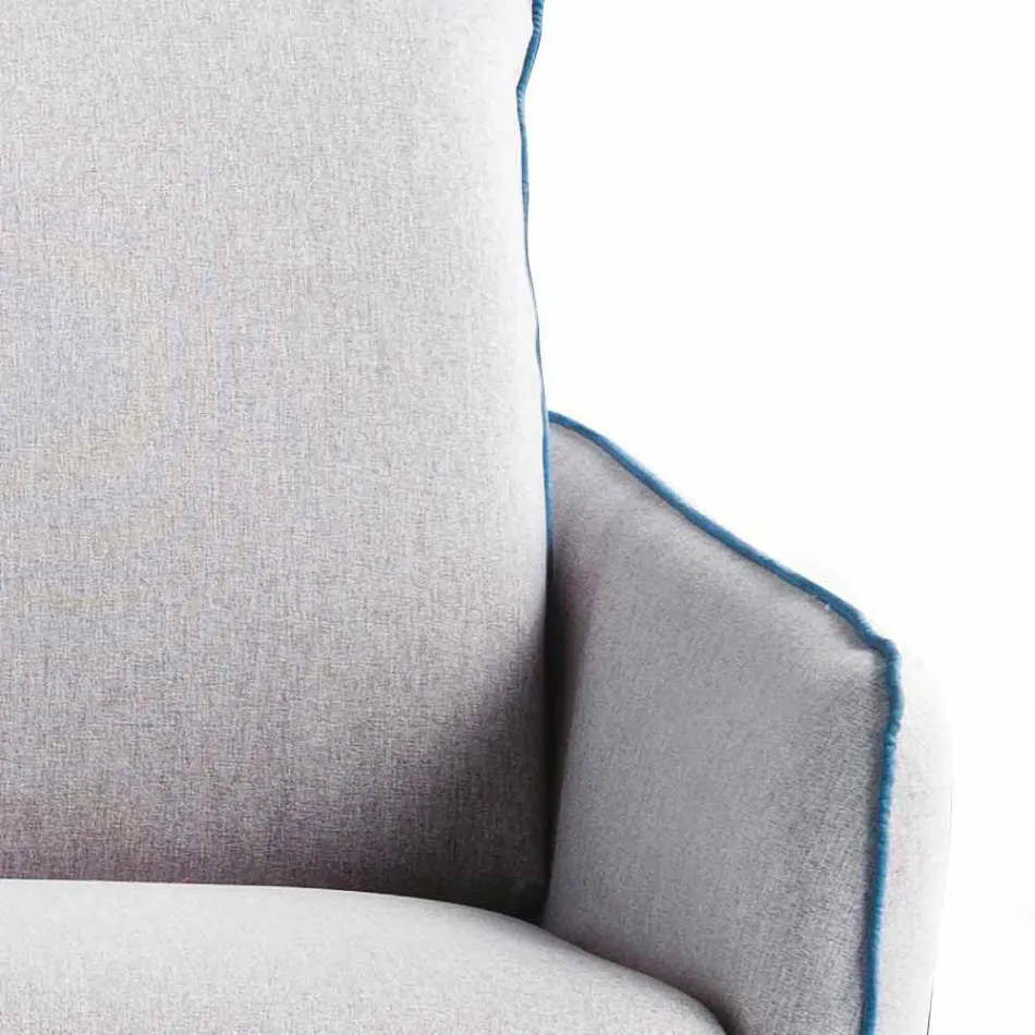 Divano 3 posti di design L.185cm tessuto/ecopelle made in Italy Erica Viadurini