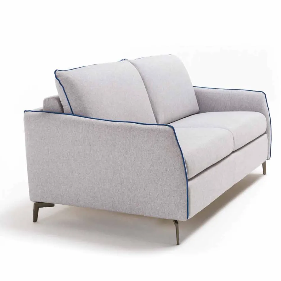 Divano 3 posti di design L.185cm tessuto/ecopelle made in Italy Erica Viadurini