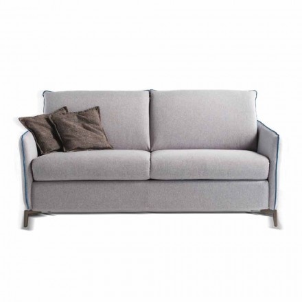 Divano 3 posti di design L.185cm tessuto/ecopelle made in Italy Erica Viadurini