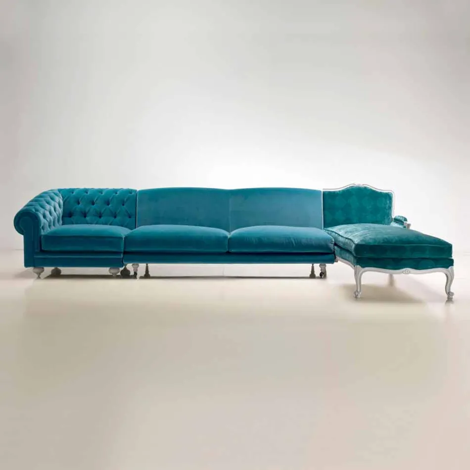 Divano ad angolo design classico di lusso, made in Italy, Narciso Viadurini