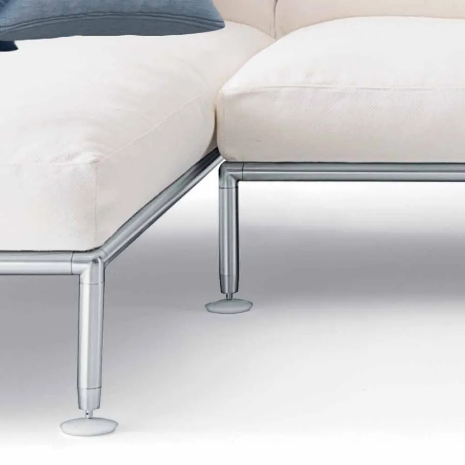 Divano Angolare da Esterno Design Moderno in Tessuto Tortora o Bianco - Ontario3 Viadurini