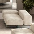 Divano Angolare Destro con Base in Vetro Extrachiaro Made in Italy - Rory