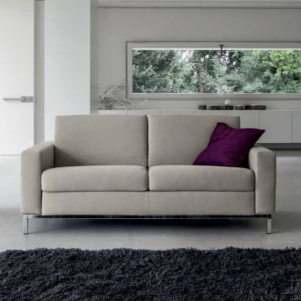Divano con Apertura a Letto in Metallo e Poliuretano Made in Italy - Folle Viadurini