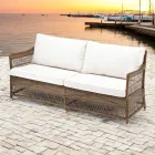 Divano da Esterno in Polyrattan Intrecciato a Mano - Gigi Viadurini