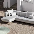 Divano da Giardino 3 Posti con Chaise Longue in Alluminio e Tessuto - Filomena Viadurini