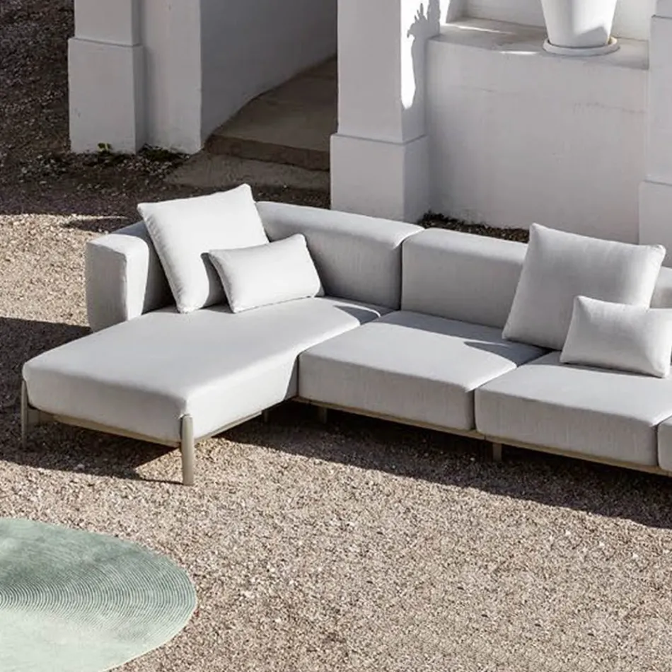 Divano da Giardino 3 Posti con Chaise Longue in Alluminio e Tessuto - Filomena Viadurini