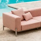 Divano da Giardino 3 Posti con Pouf di Lusso in Alluminio e Tessuto - Filomena Viadurini