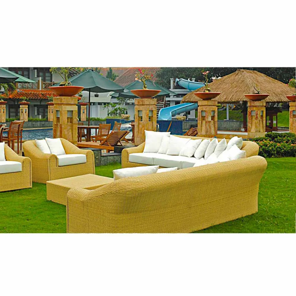 Divano da giardino dalle grandi dimensioni intrecciato a mano Cooper Viadurini