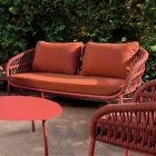 Divano da Giardino in Alluminio, Corda e Tessuto Marsala o Bianco - Brise Viadurini
