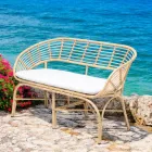 Divano da Giardino in Alluminio e Intreccio in Polyrattan e Cuscino - Ellide Viadurini