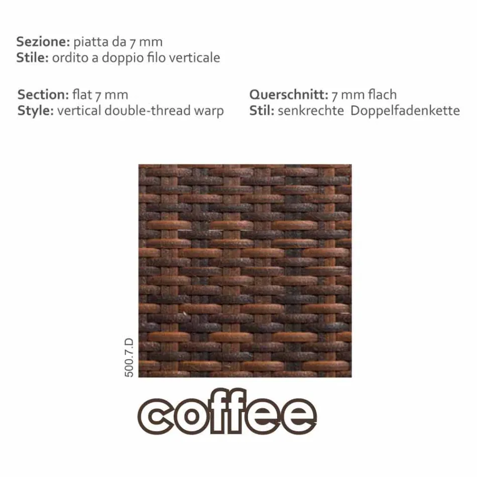 Divano da giardino intrecciato a mano in polietilene caffè Joe Viadurini
