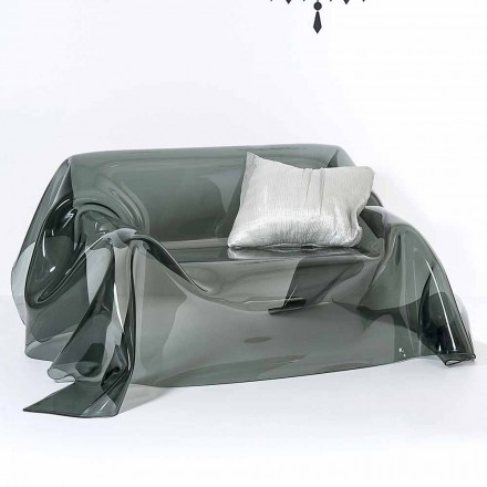 Divano dal design moderno in plexiglass fumè Jolly, made in Italy Viadurini