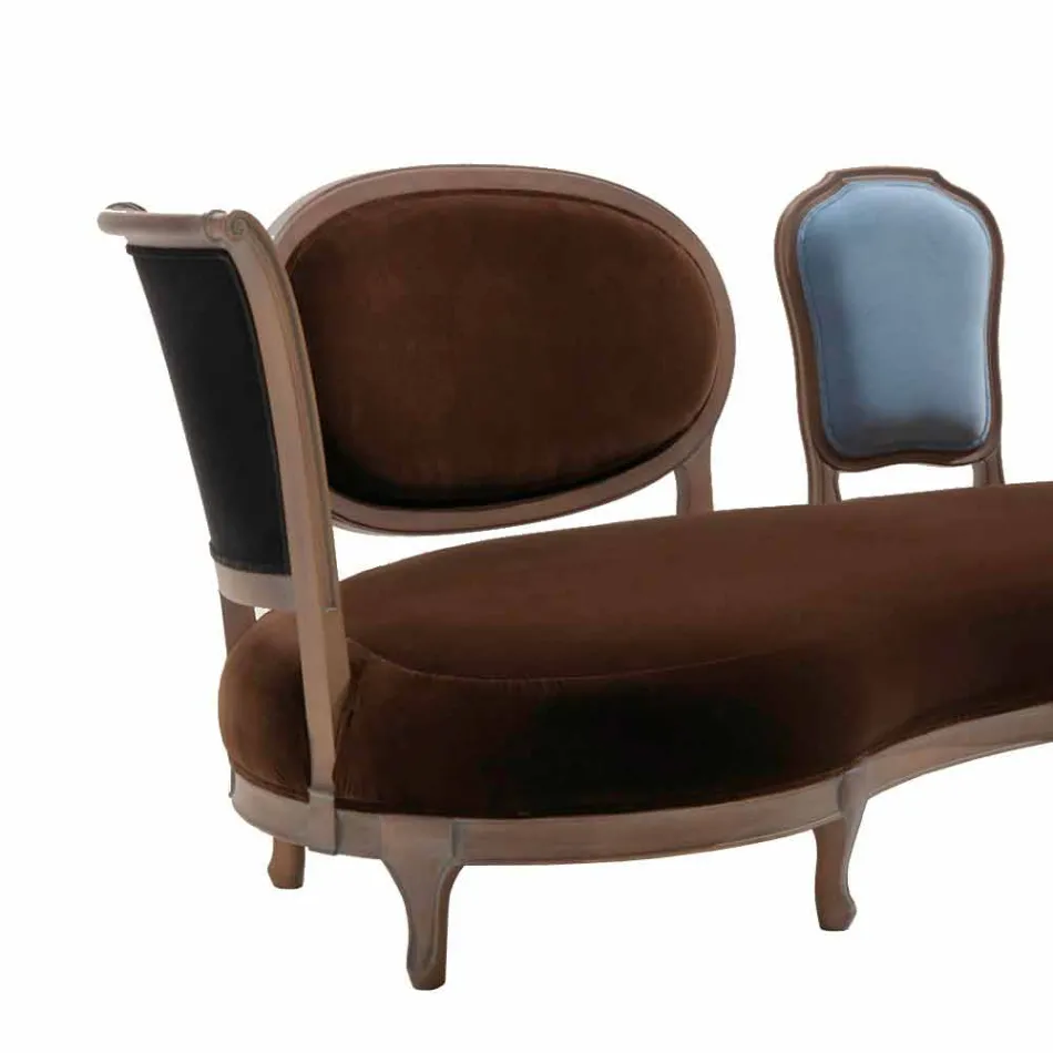 Divano design lusso, 5 schienali in legno massello,made in Italy,Manno Viadurini