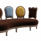 Divano design lusso, 5 schienali in legno massello,made in Italy,Manno Viadurini