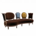 Divano design lusso, 5 schienali in legno massello,made in Italy,Manno