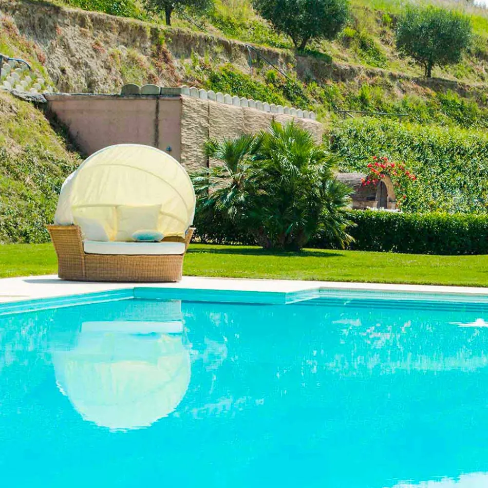 Divano isola relax da giardino con intreccio fatto a mano Hector, design moderno Viadurini