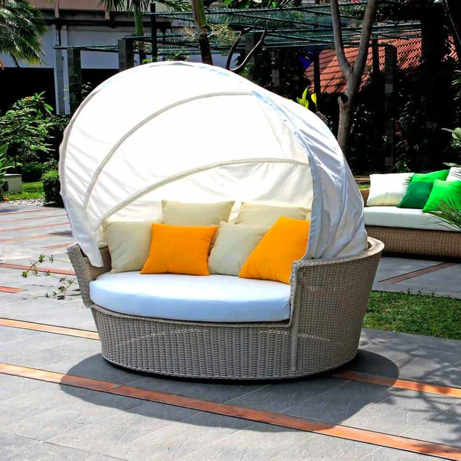 Divano isola relax da giardino con intreccio fatto a mano Hector, design moderno Viadurini