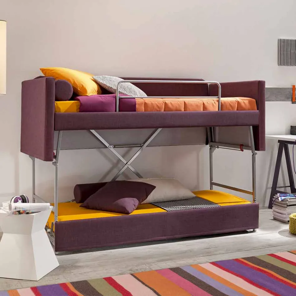 Divano Letto a Castello di Design Rivestito in Tessuto Made in Italy - Gretel Viadurini