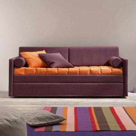 Divano Letto a Castello di Design Rivestito in Tessuto Made in Italy - Gretel Viadurini
