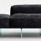 Divano Modulare Moderno con Base in Vetro di Design Made in Italy - Saphir Viadurini