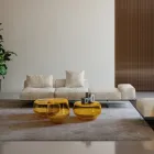Divano Modulare Moderno con Base in Vetro di Design Made in Italy - Saphir Viadurini