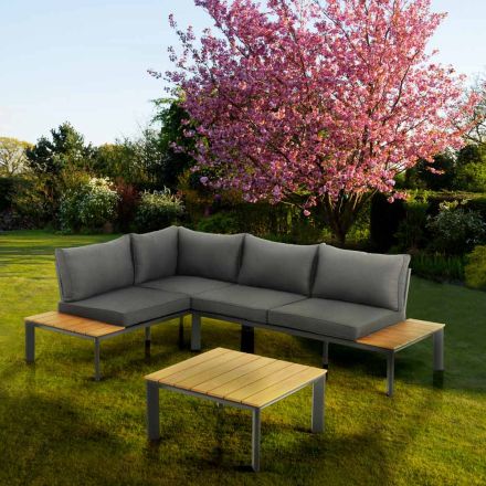 Divano Trasformabile in Chaise Longue con Schienale Regolabile e Tavolino - Finir Viadurini
