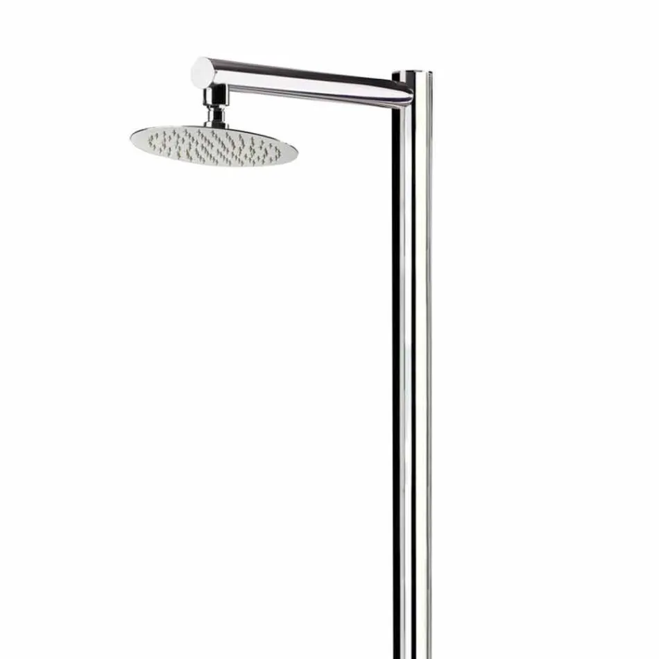 Doccia da Esterno in Acciaio Inox Cromato con Lavapiedi Made in Italy - Modeo Viadurini