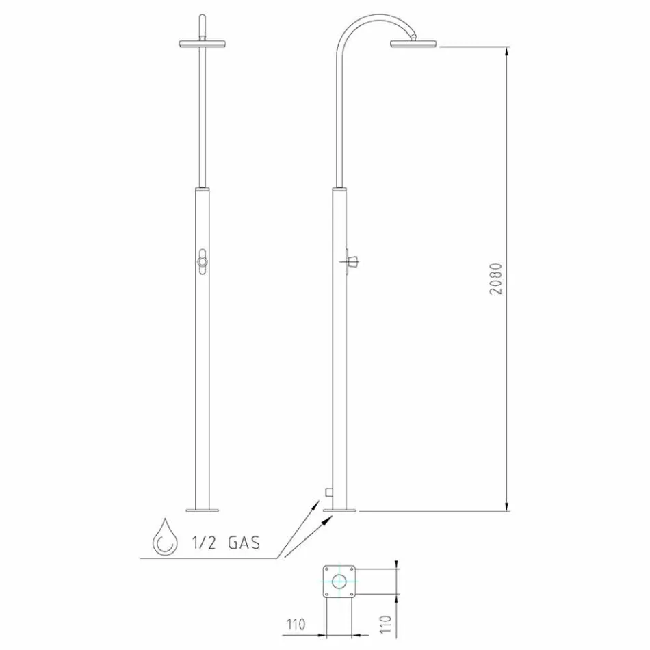 Doccia da Giardino in Acciaio con Rubinetto Temporizzato Made in Italy - Norton Viadurini